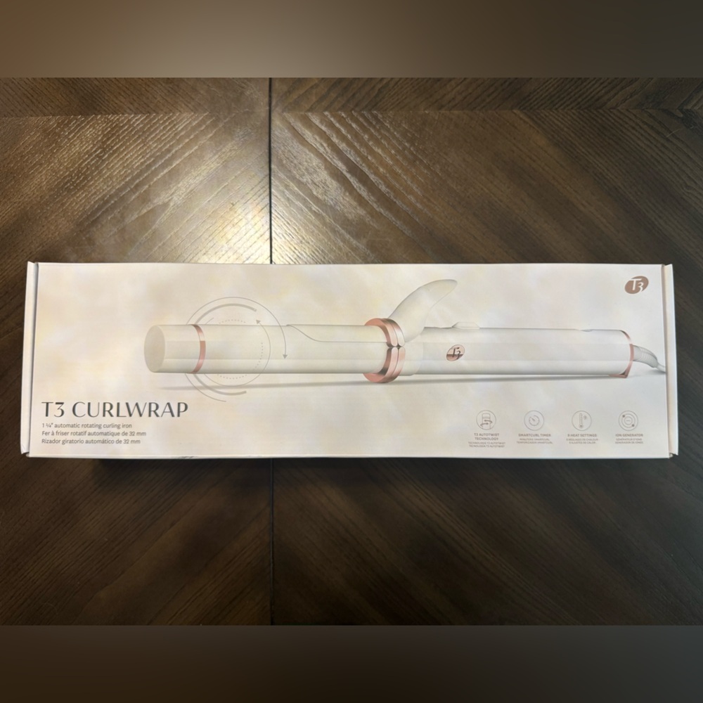 T3 Curlwrap White and Rose Gold Automatic Curling Iron